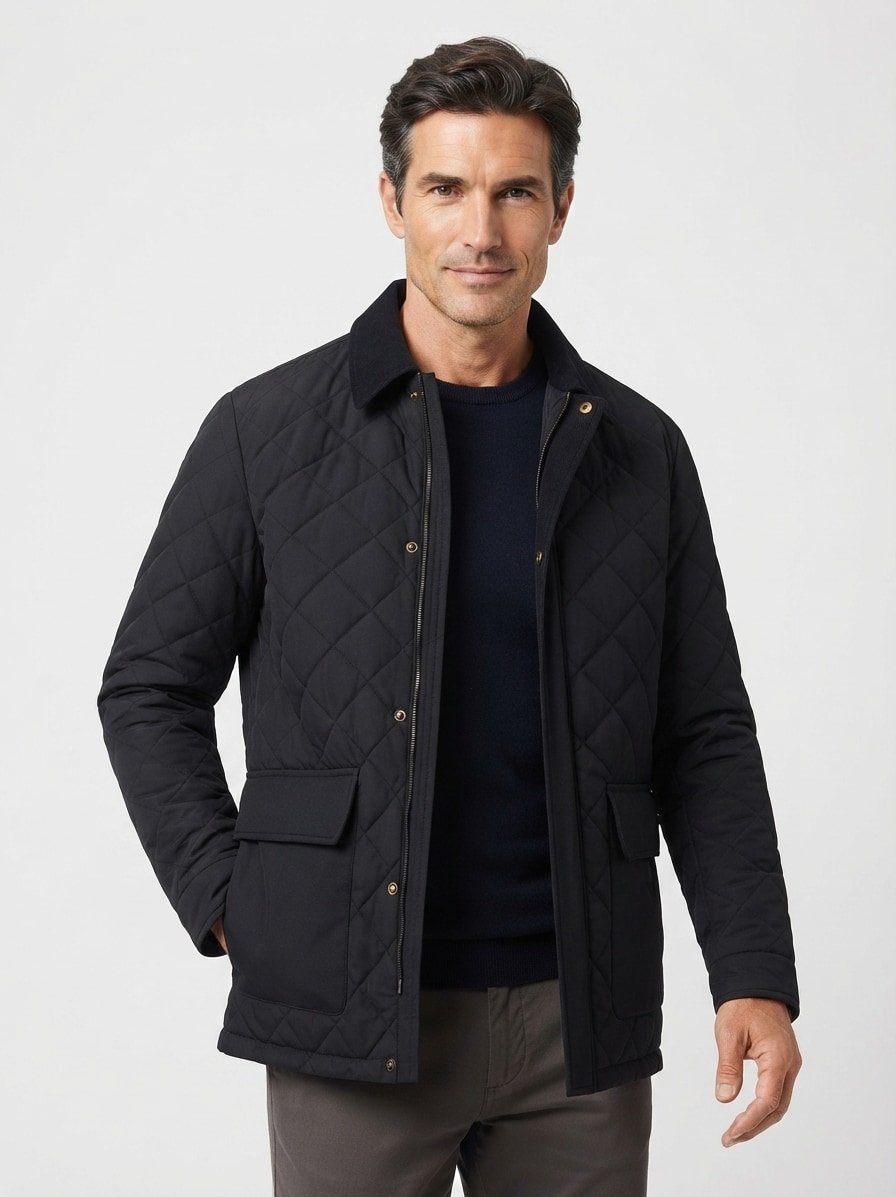 Steppjacke, Mikrofaser wasserabweisend, navy
