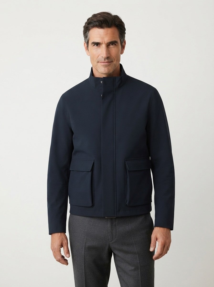Funktionsjacke, Mikrofaser wasserabweisend, navy