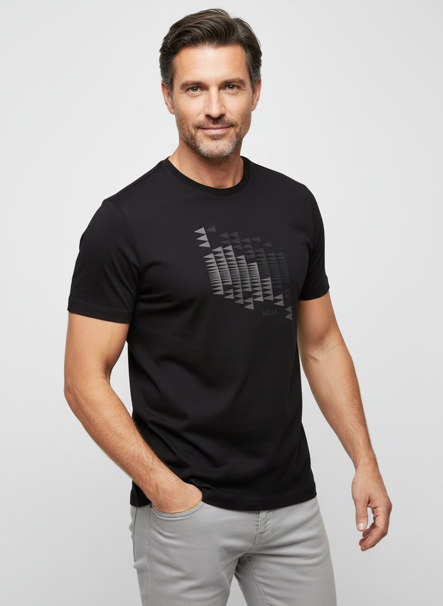 T-Shirt, Baumwoll-Stretch, schwarz