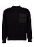 Sweatshirt, Baumwolle, Brusttasche, schwarz - schwarz