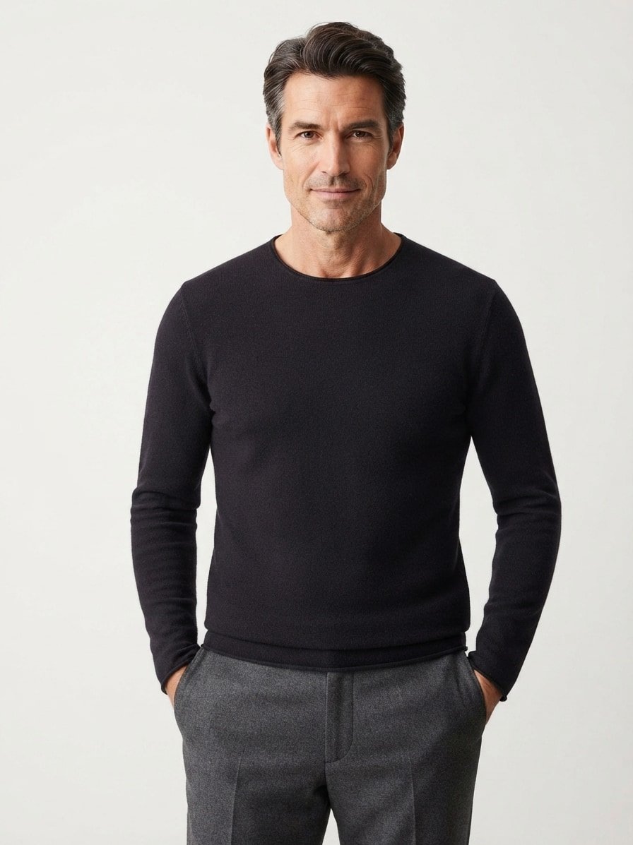Pullover, Merinowolle extrafein, anthrazit meliert