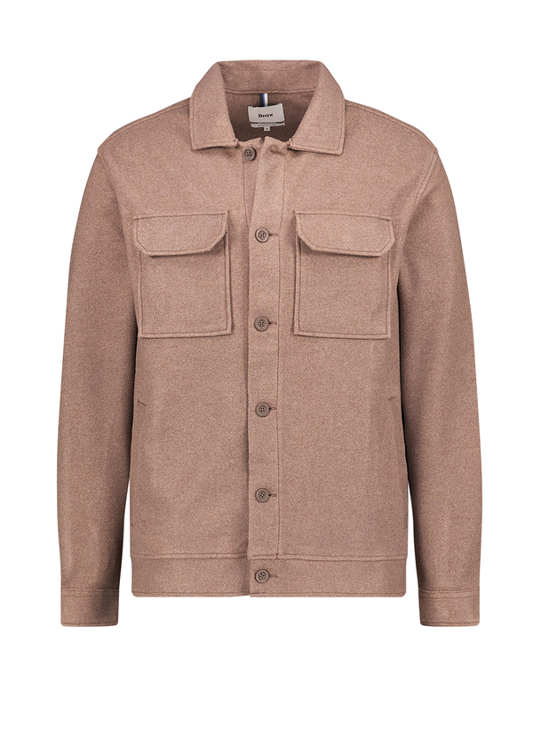 Overshirt, Jersey-Flanell, Viskose-Mischung, Brusttaschen, nougat melange
