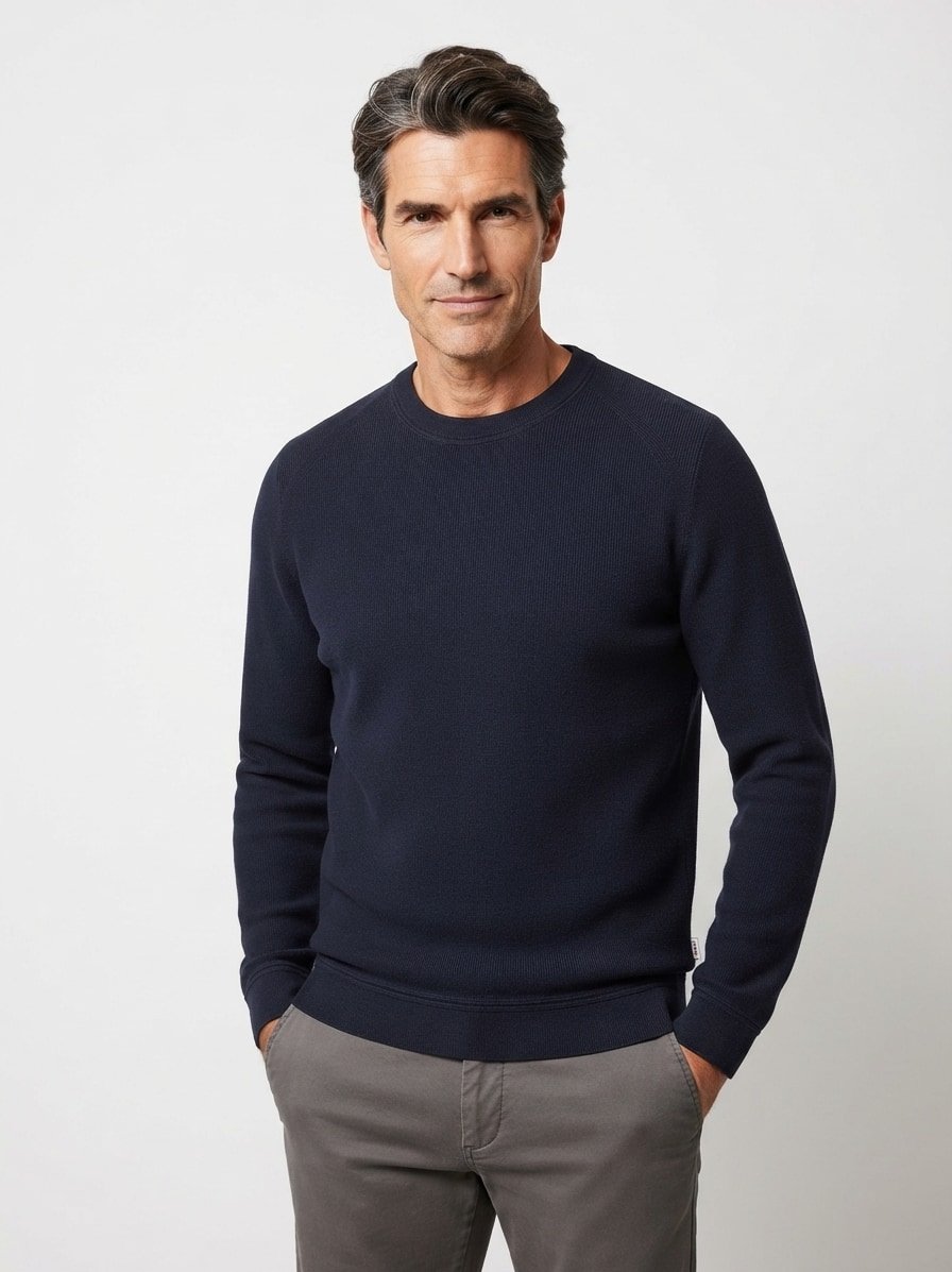 Pullover Style Roy, Baumwolle-Wolle, navy
