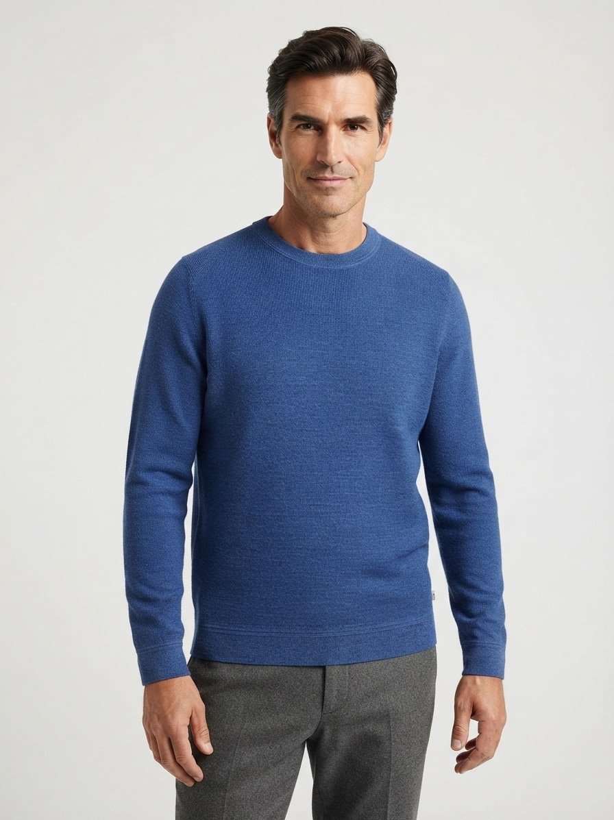 Pullover Style Roy, Baumwolle-Wolle, blau