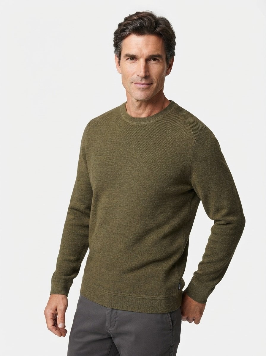 Pullover Style Roy, Baumwolle-Wolle, dunkelgrün