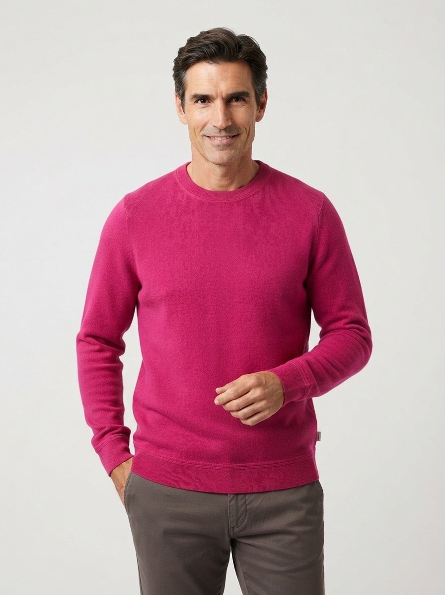 Pullover Style Roy, Baumwolle-Wolle, magenta