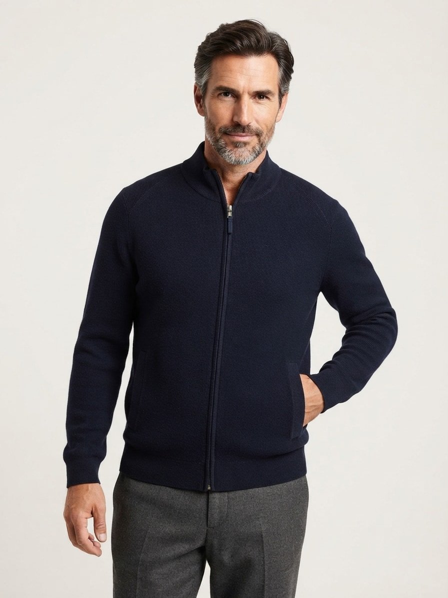 Cardigan John, Baumwolle-Wolle, navy