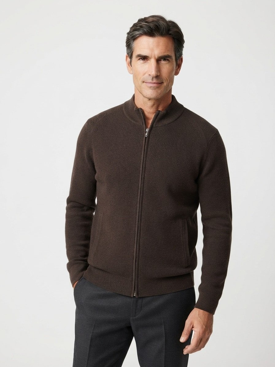 Cardigan John, Baumwolle-Wolle, schokobraun
