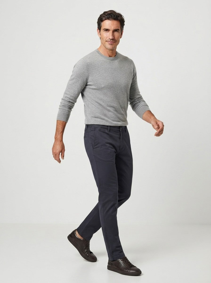 Chino, Slim Fit, Baumwoll-Stretch, dunkelblau gemustert