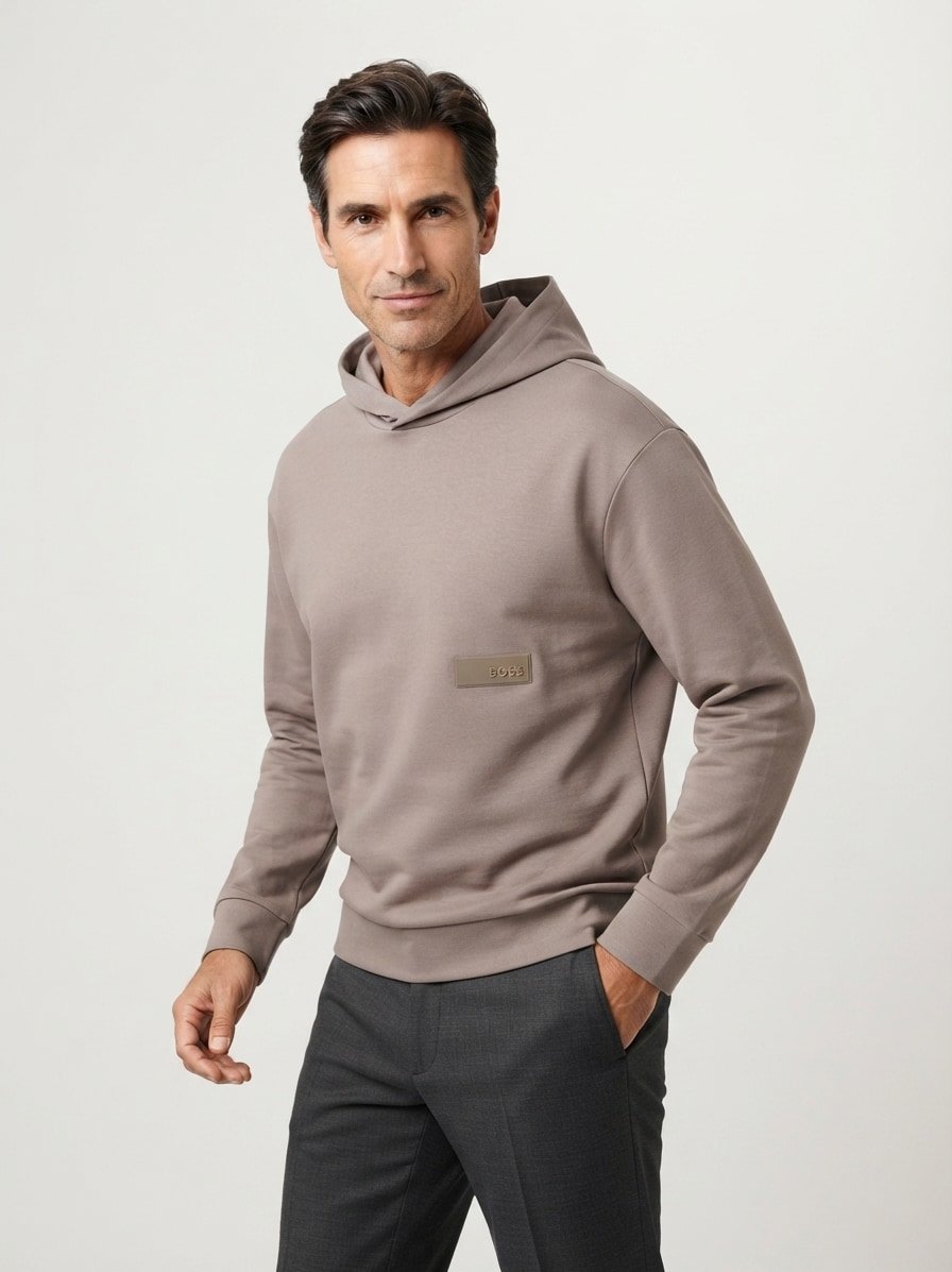 Hoodie, Baumwolle, taupe