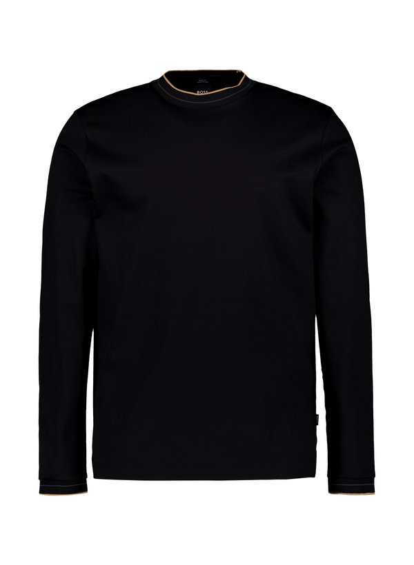 Longsleeve Tenison, Slim, Baumwoll-Jersey mecerisiert, schwarz