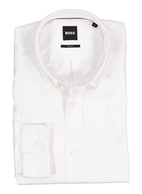 Hemd Roan, Slim, Baumwolle, Button-Down, weiß