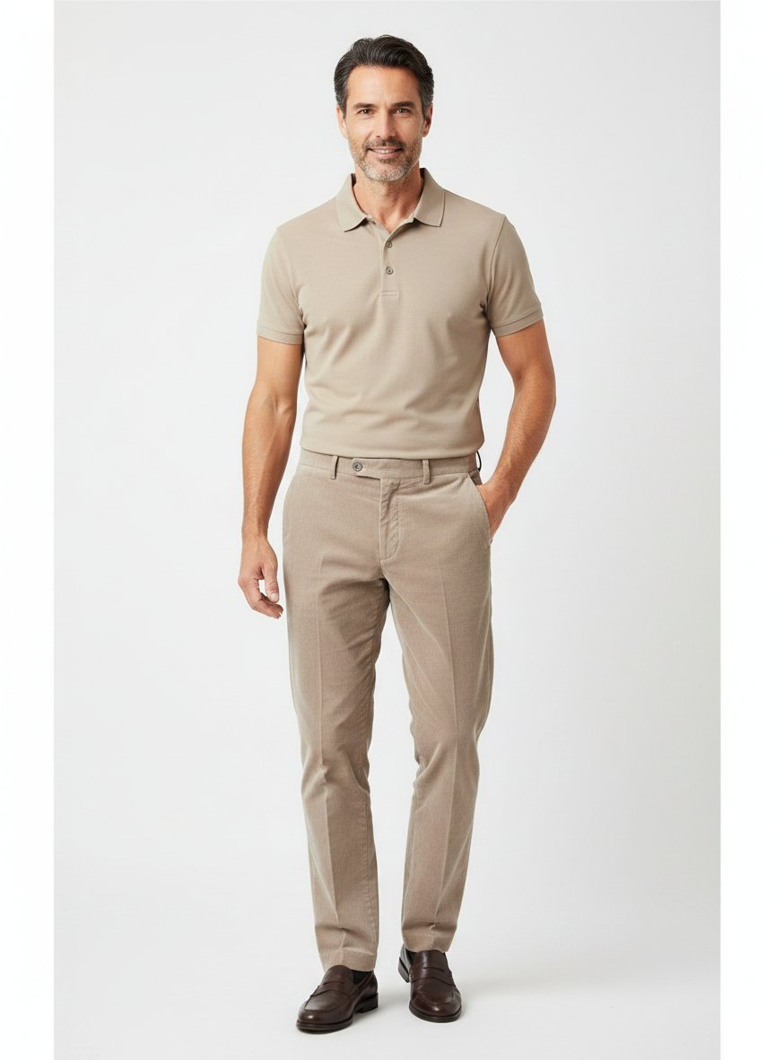 Bundfaltenhose Primo, Regular Fit, Cord, hellgrau