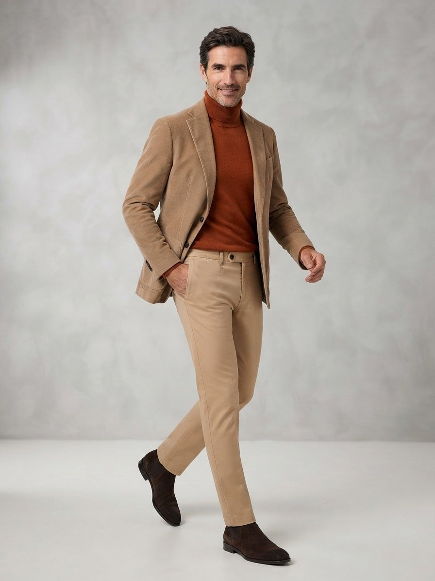 Chino Tilo, Slim Fit, Baumwoll-Kaschmir, camel