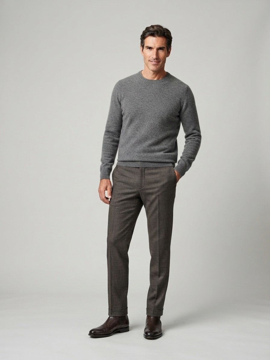Chino Tilo, Slim Fit, Baumwoll-Stretch, beige gemustert
