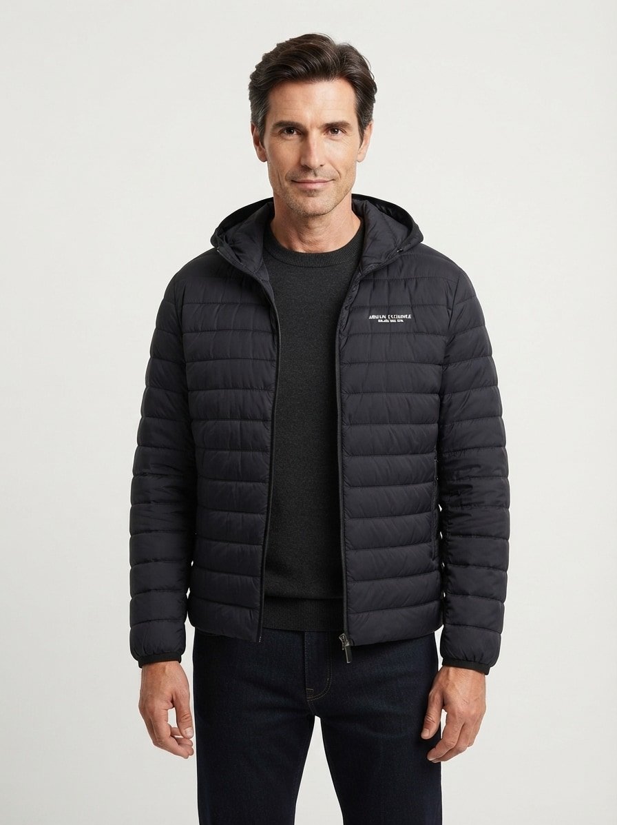 Daunenjacke, Mikrofaser, navy