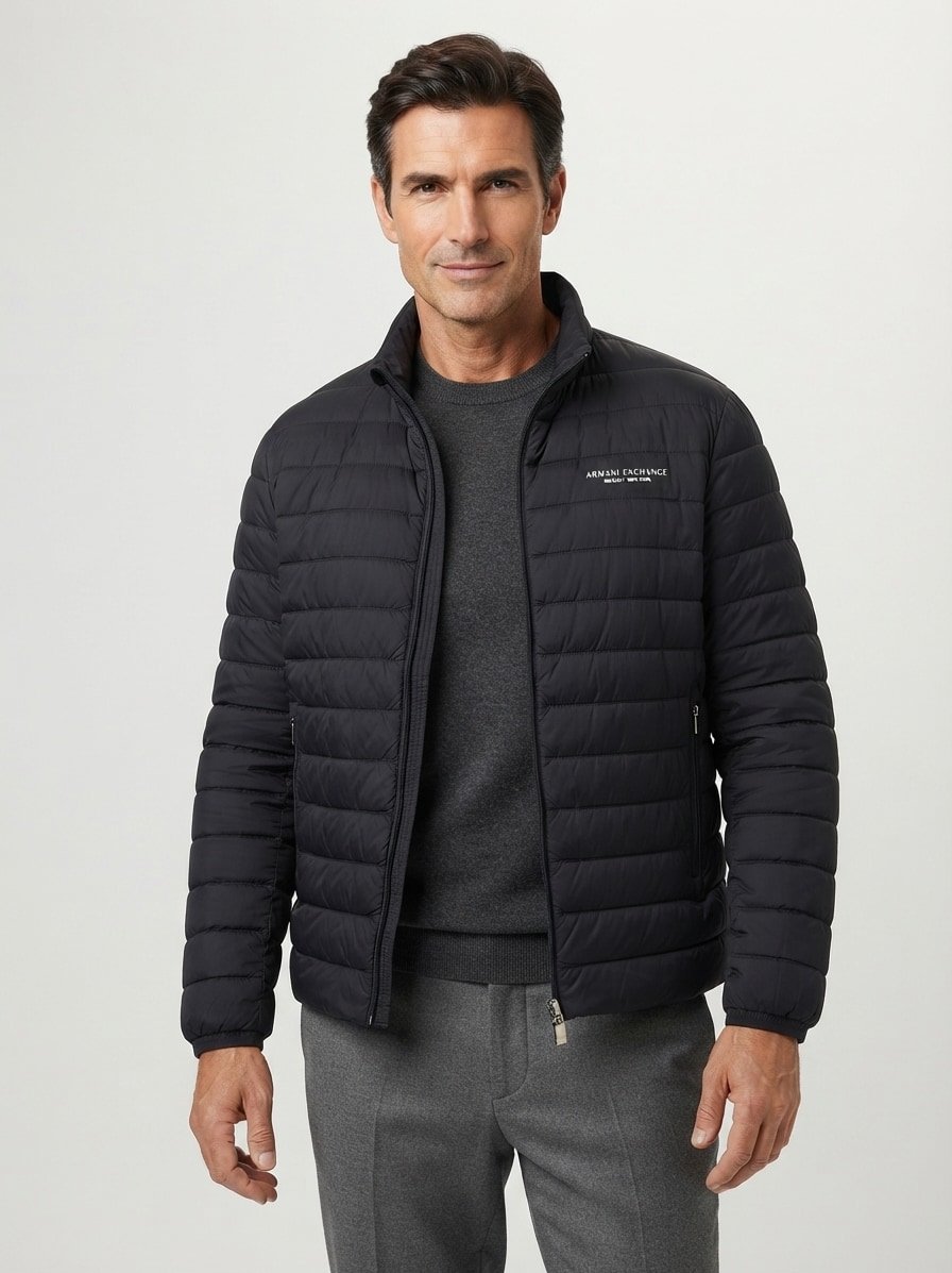 Daunenjacke, Mikrofaser, navy