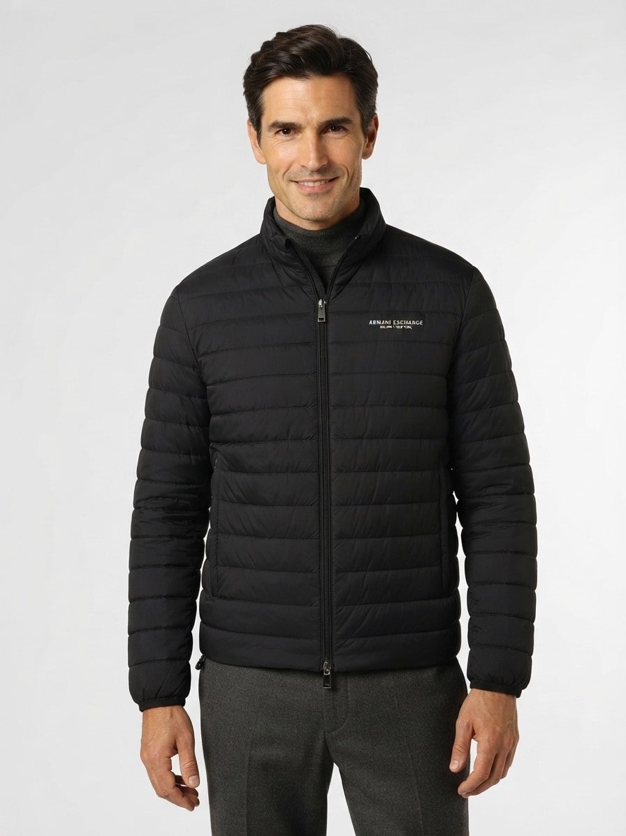 Daunenjacke, Mikrofaser, schwarz