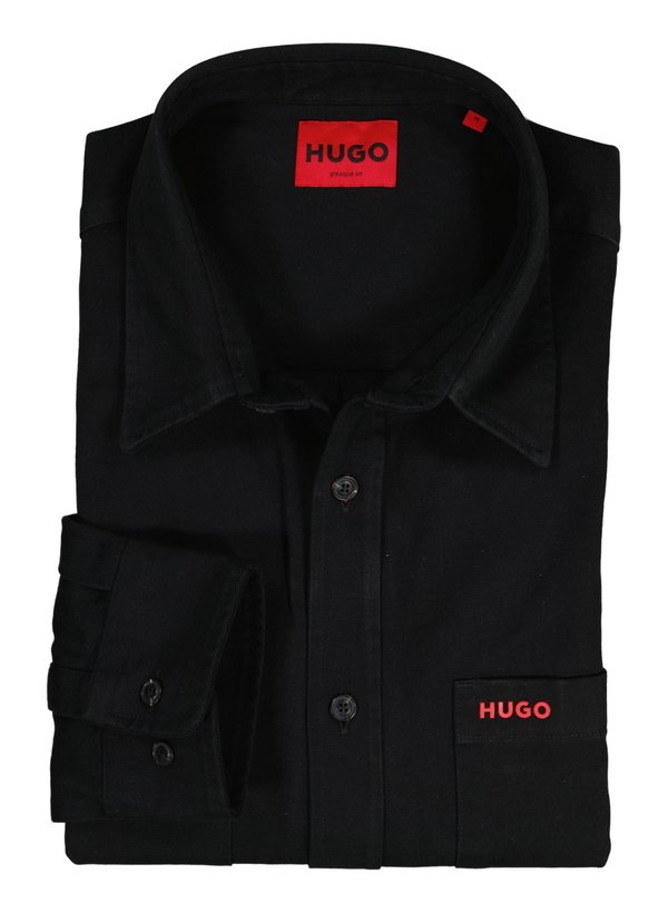 Hemd, Straight, Twill, Kent, Brusttasche, schwarz