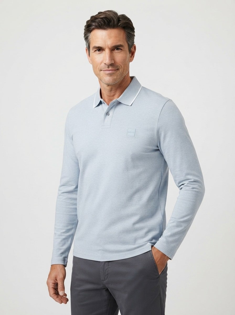 Polo-Shirt PasserfordLong, Piqué, open grey