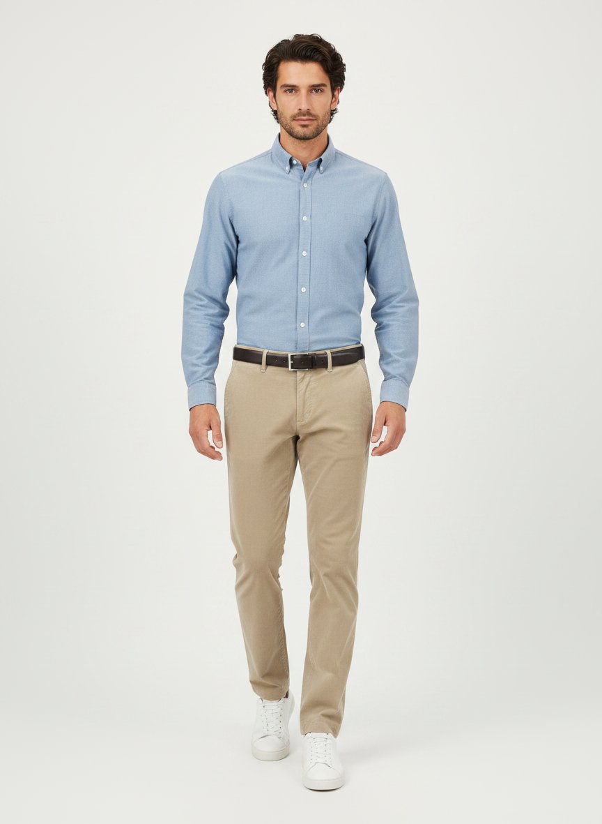 Diamond Brushed Cotton, Lou, Regular Fit, Baumwoll-Stretch, hellbeige