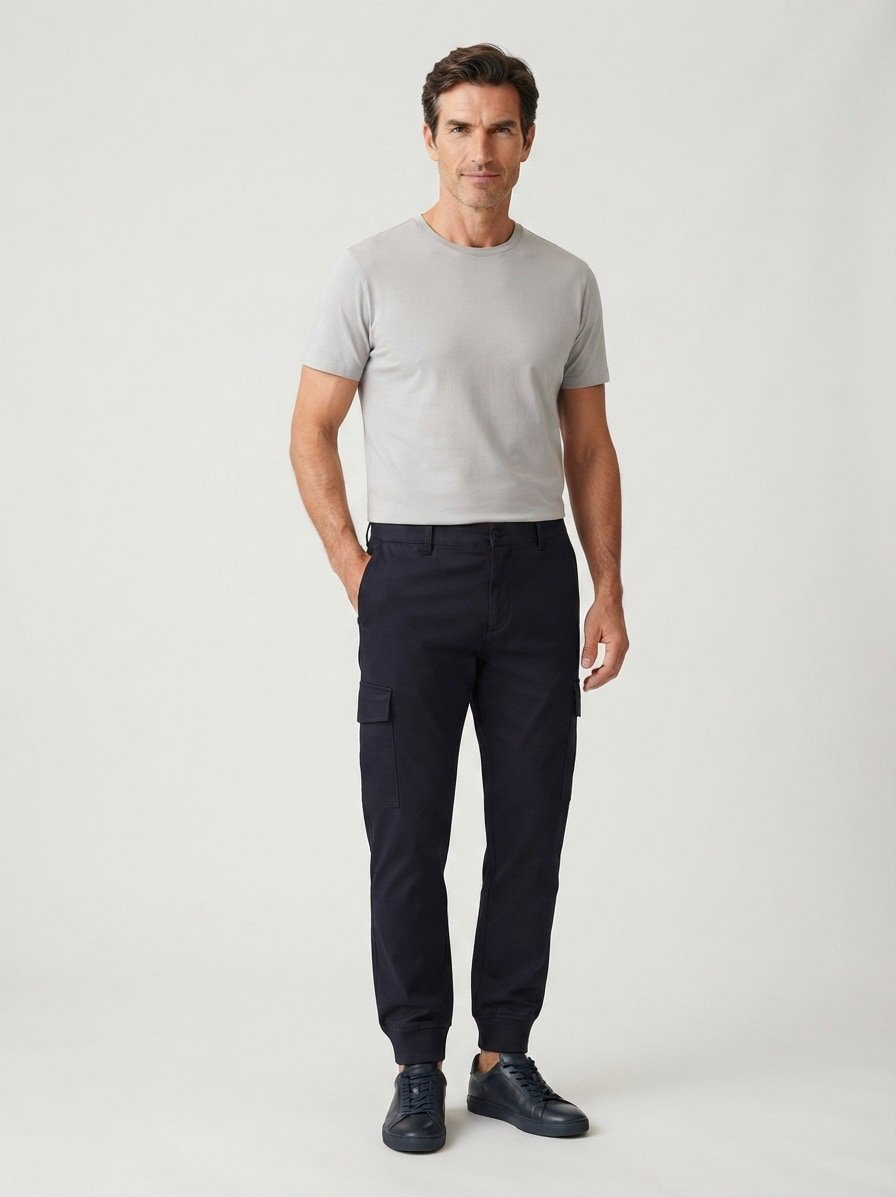 Hose Glavin, Slim Fit, Viskose-Mikrofaser, dunkelblau meliert
