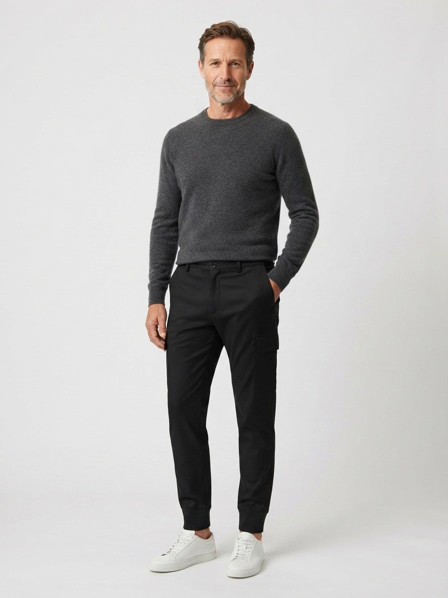 Hose Glavin, Slim Fit, Viskose-Mikrofaser, schwarz