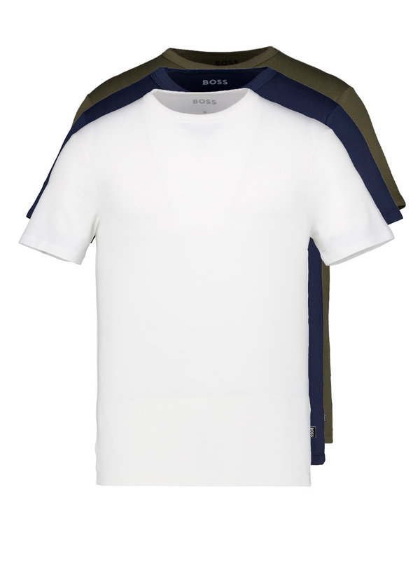 T-Shirts, Viskose-Stretch, weiß-navy-dunkelgrün