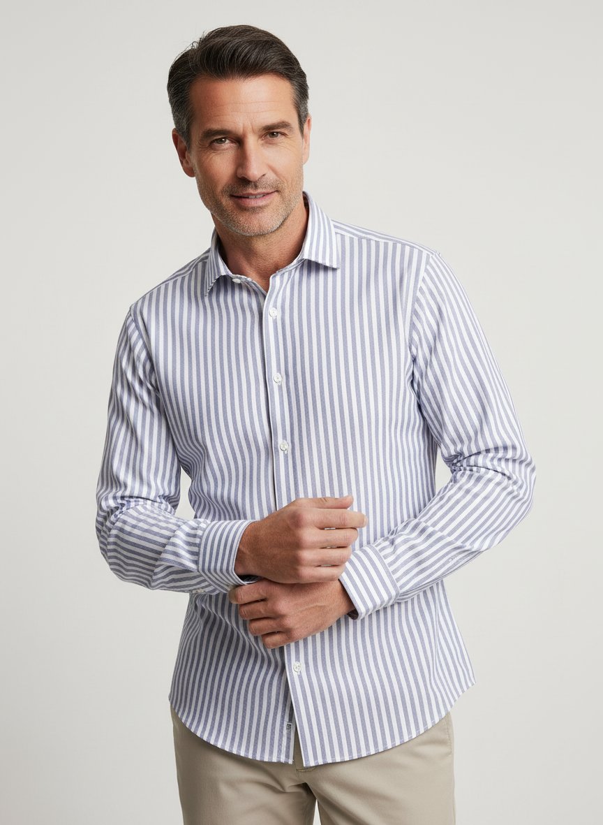 Hemd, vl-Mivara-TF, Tailor, Twill, Kent, navy-weiß gestreift