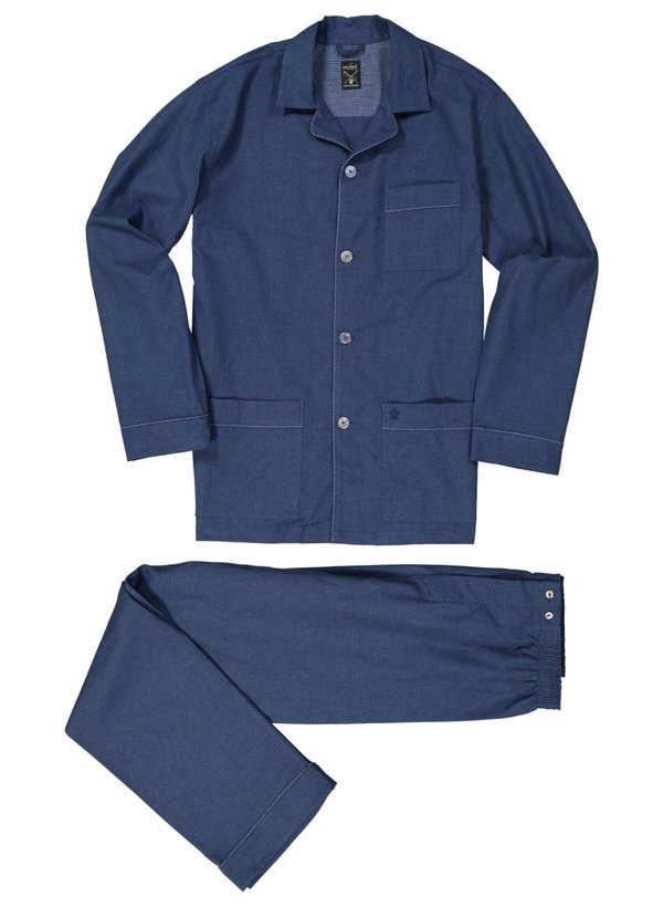 Pyjama, vL-Carlo, Baumwoll-Flanell, dunkelblau