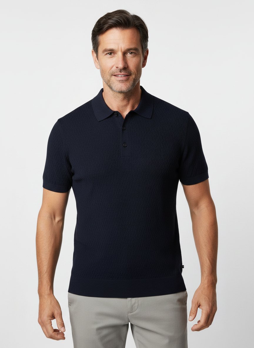 Polo-Shirt, Strick, dunkelblau