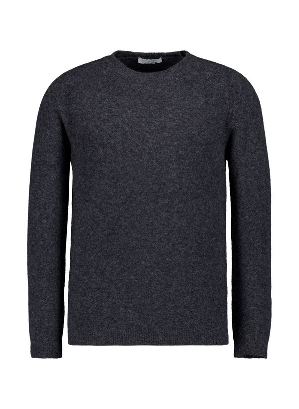 Pullover, Merinowolle Extrafein, dunkelgrau meliert