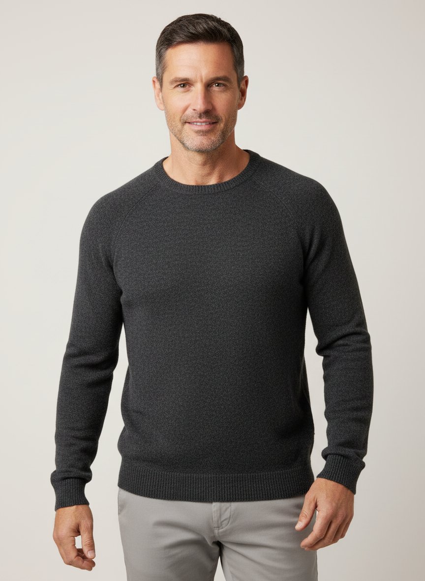 Pullover, Merinowolle Extrafein, dunkelgrau meliert