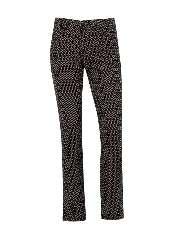 Jacquard WR, Jana, Regular Fit, Baumwoll-Stretch, schwarz-beige gemustert