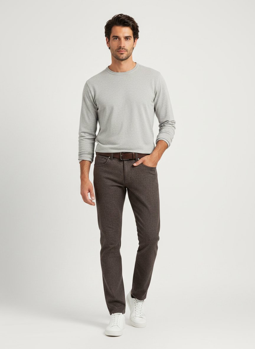 Smooth Bicolour, Pipe, Regular Fit, Mikrofaser-Stretch, braun meliert