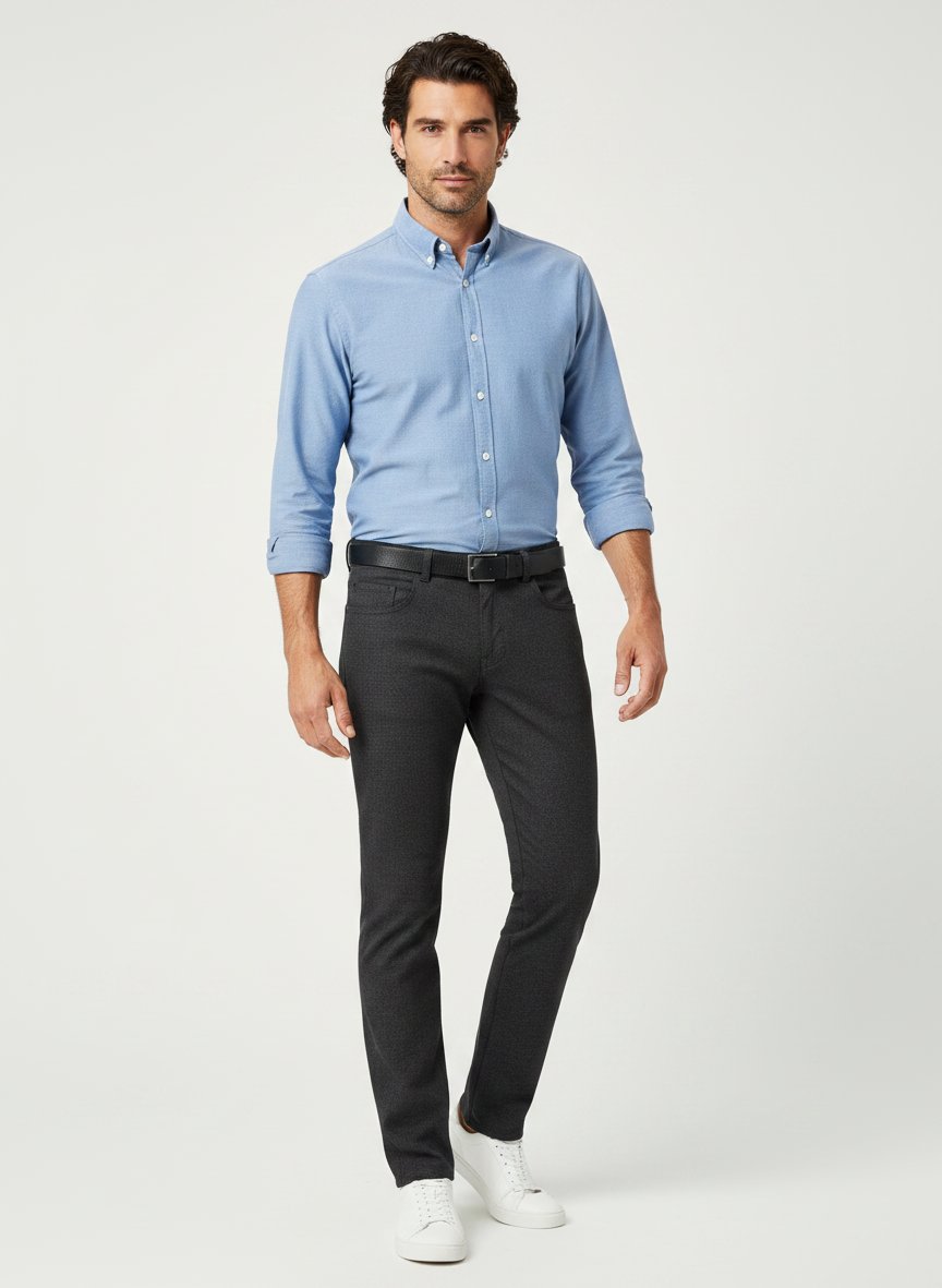 Smart Wool, Pipe, Regular Fit, Mikrofaser-Stretch, dunkelgrau meliert