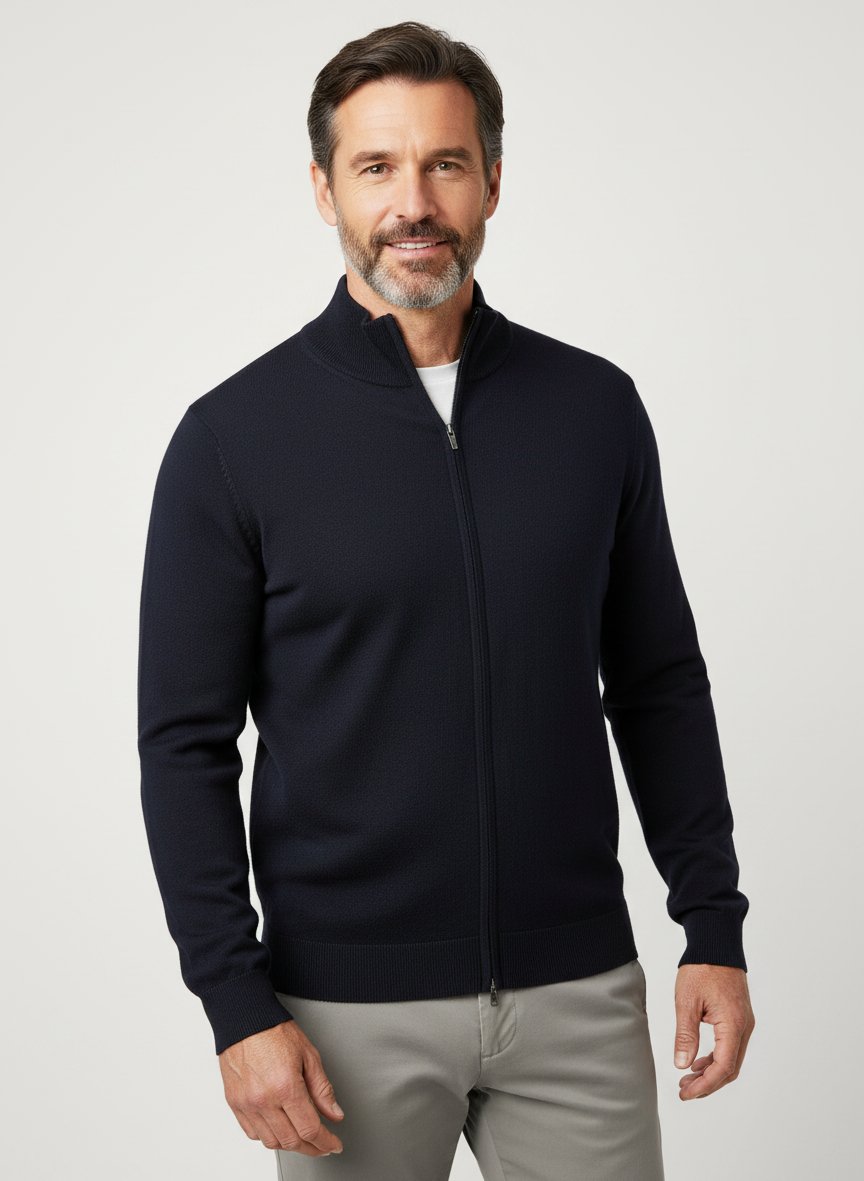 Cardigan, Merinowolle extrafein, navy