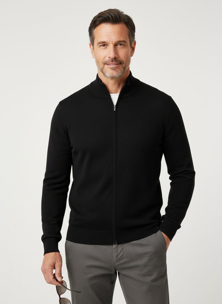 Cardigan, Merinowolle extrafein, schwarz