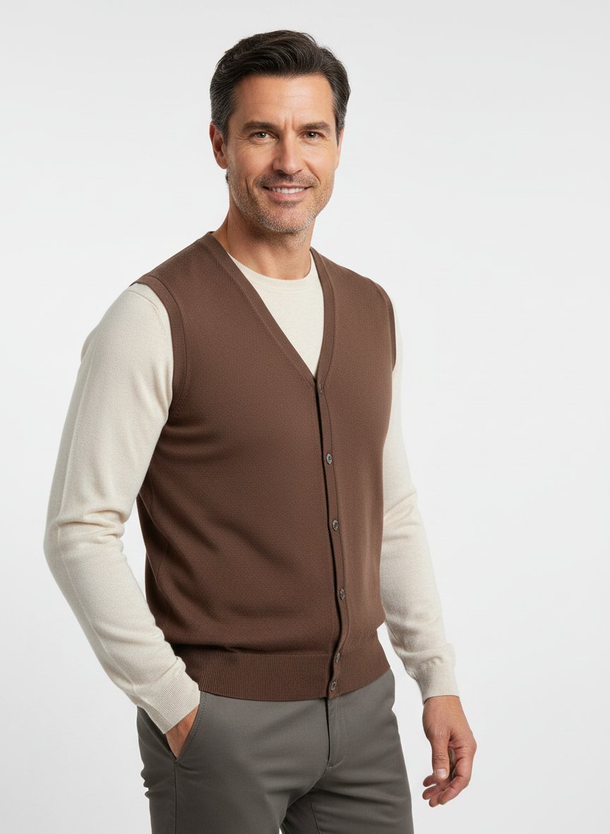 Strickweste, Merinowolle extrafein, braun