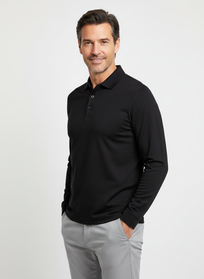 Polo-Shirt, Pima Baumwoll-Jersey, schwarz
