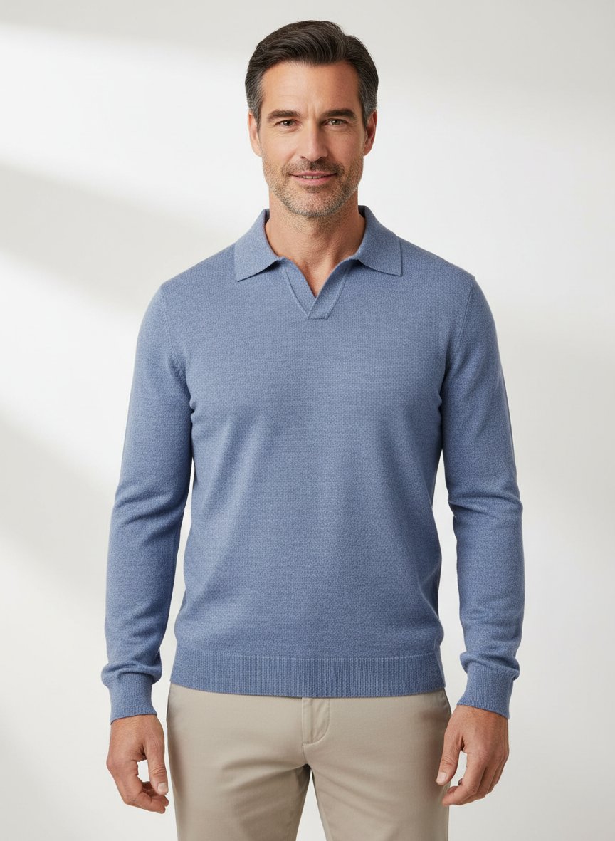 Pullover, Merinowolle extrafein, hellblau meliert