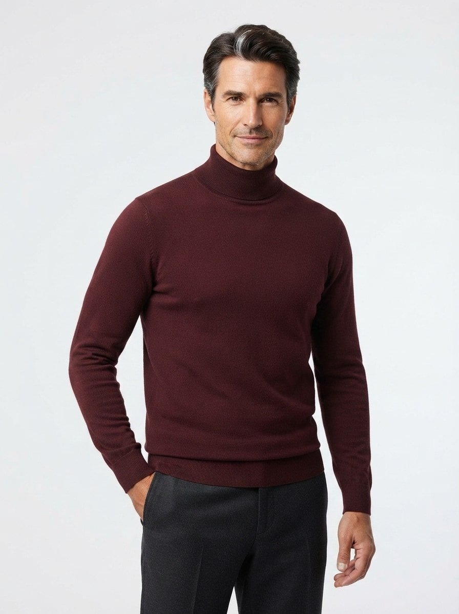 Rollkragenpullover, Merinowolle extrafein, orangebraun