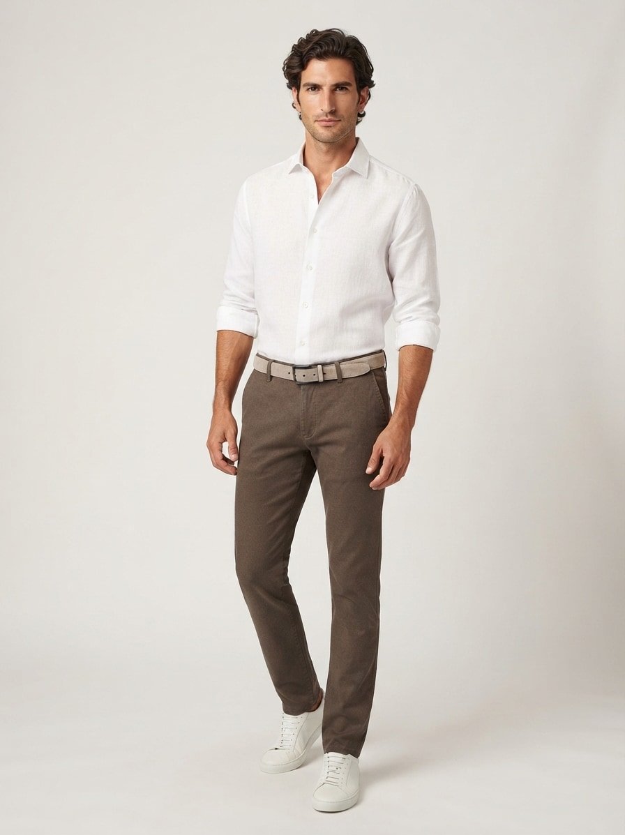 Diamond Brushed Cotton, Lou, Regular Fit, Baumwoll-Stretch, dunkelbeige