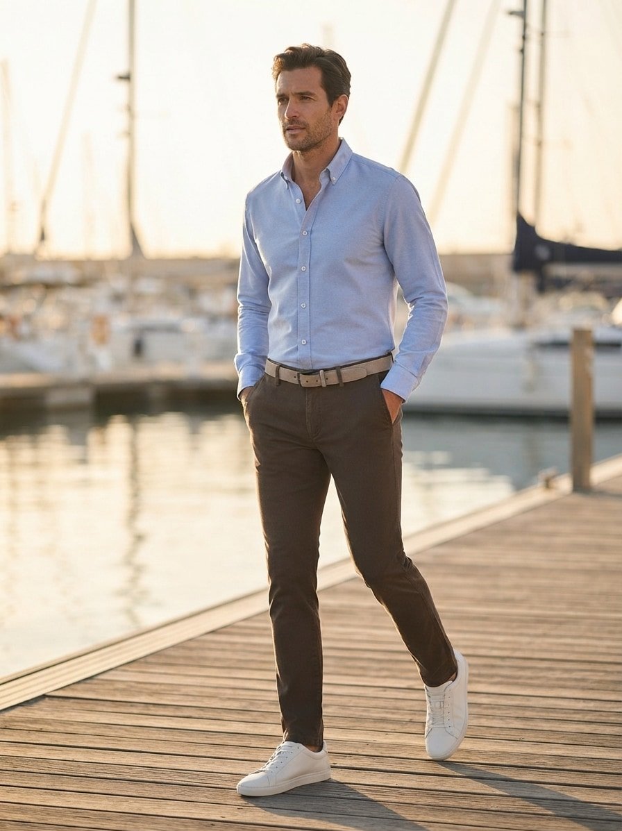 Diamond Brushed Cotton, Lou, Regular Fit, Baumwoll-Stretch, dunkelbeige