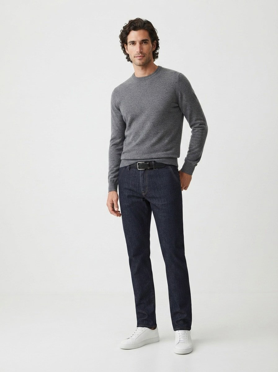Kaschmir Denim, Lou, Regular Fit, Baumwoll-Mix, navy