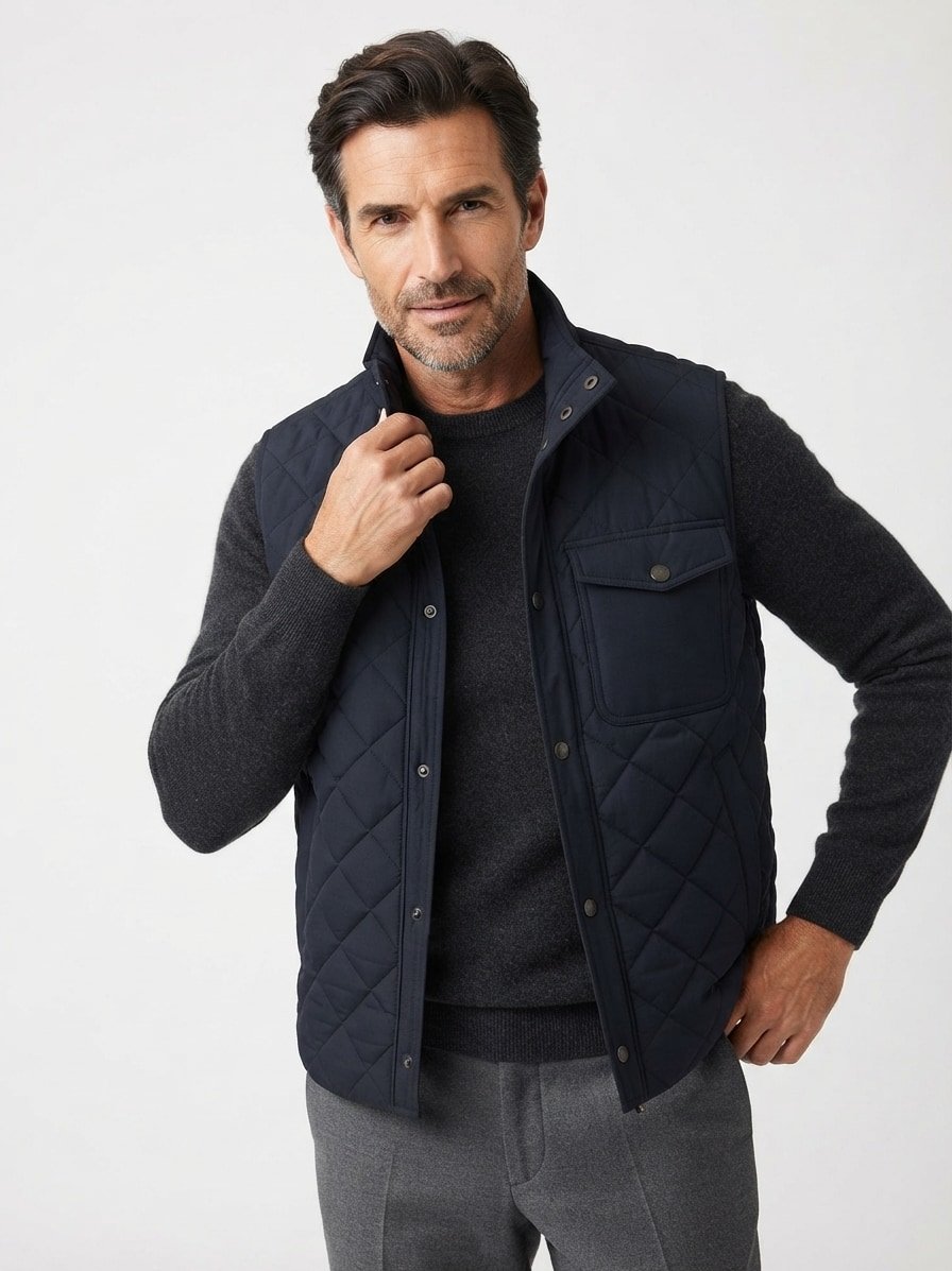 Steppweste, Mikrofaser, navy