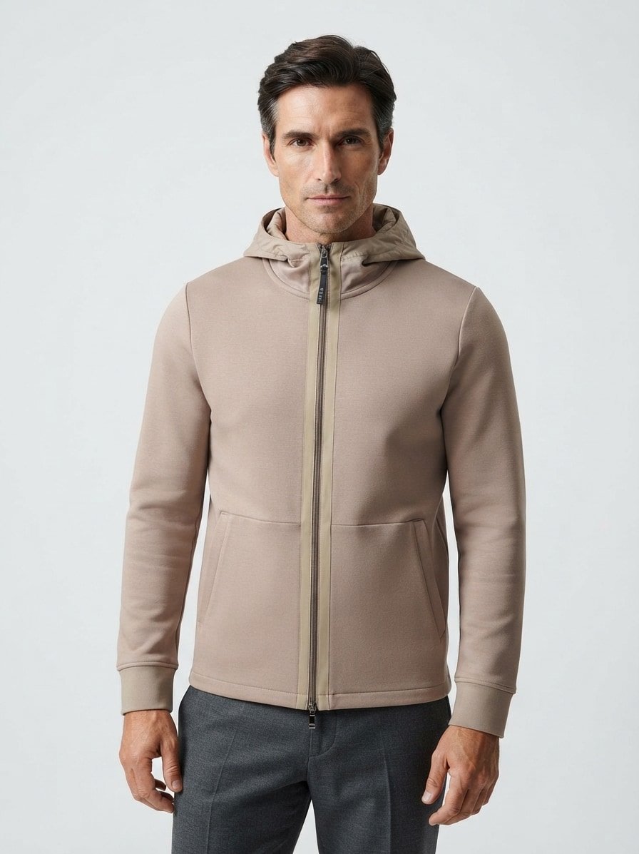 Kapuzenjacke, Regular Fit, Scuba, camel