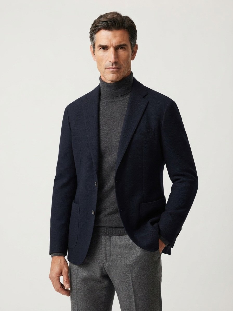 Sakko Bari, Jersey ungefüttert, navy