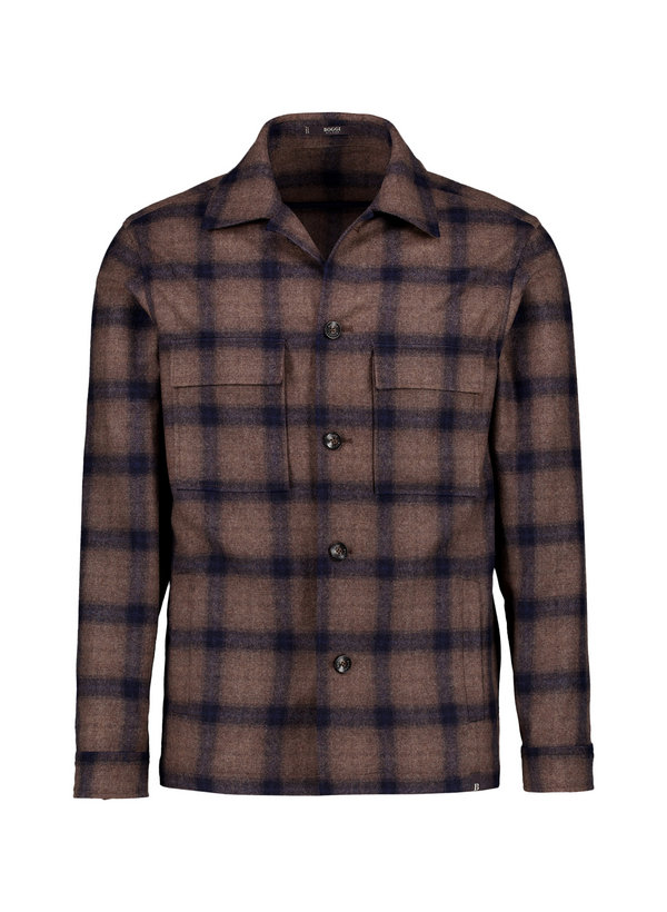 Overshirt Link, Wolle, braun kariert