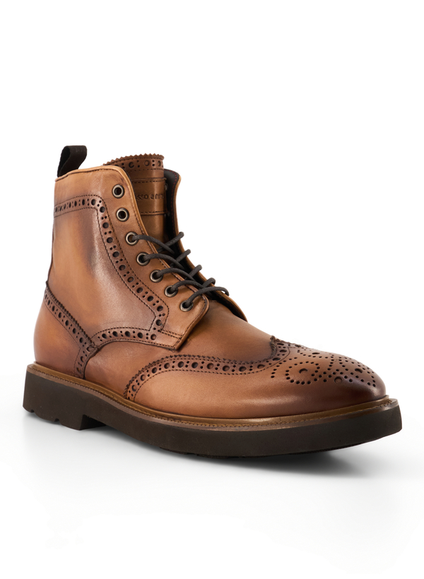 Schnürboots, Leder, cognac